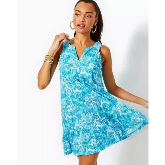 Lilly Pulitzer Lindy Dress Amalfi Blue Sunny State of Mind - Size Small NWOT - Picture 5 of 12